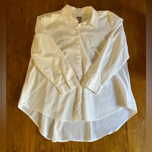 Chico's White Button Down Shirt Tunic - Picture 1 of 9